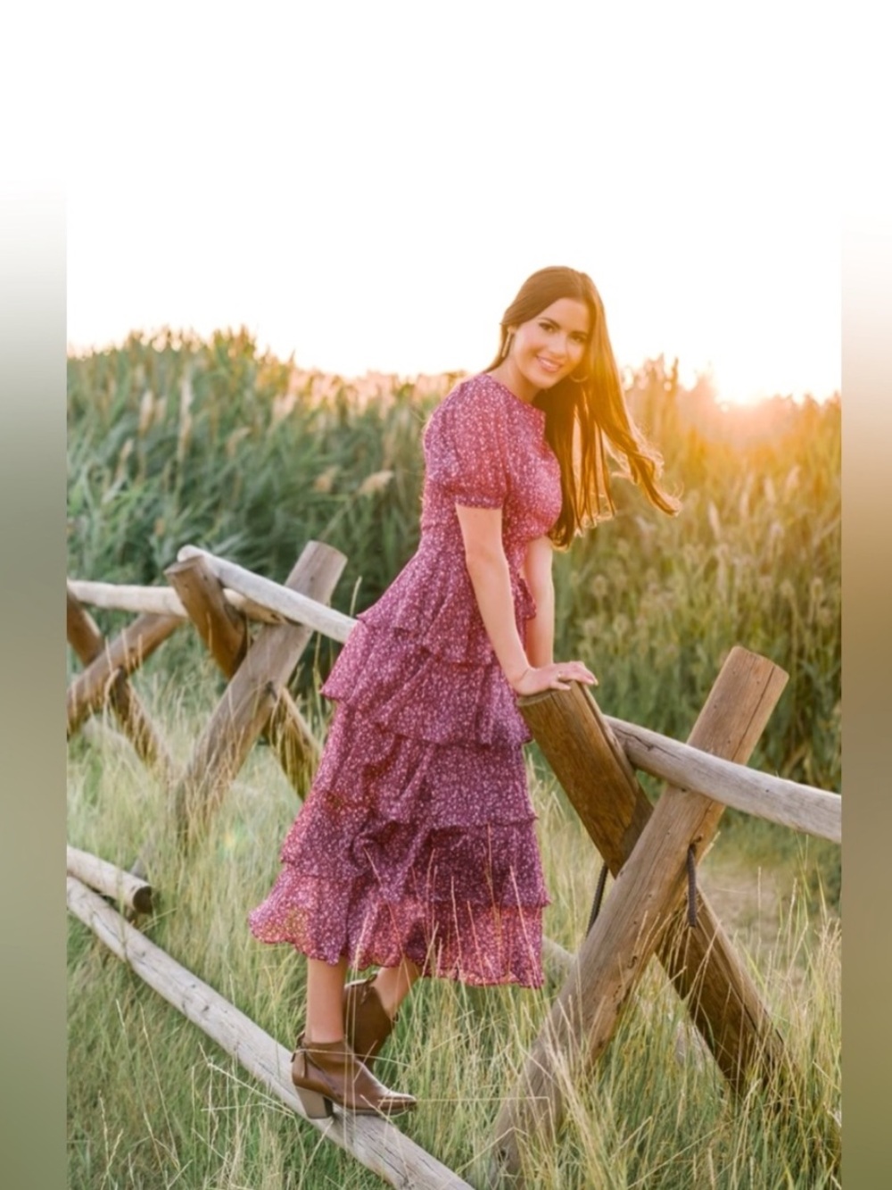 Rachel Parcell Burgundy Tiered Dress
